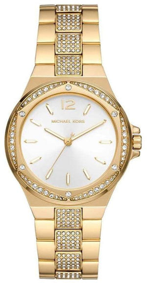 Michael Kors Lenox Three Hand Silver Dial Gold Steel Strap Watch For Women - MK7361 Authentic Buy Shop Now