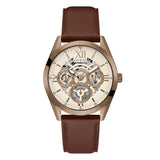 Guess Multi-Function Chronograph White Dial Brown Leather Strap Watch For Men - GW0389G8 Authentic Buy Shop Now