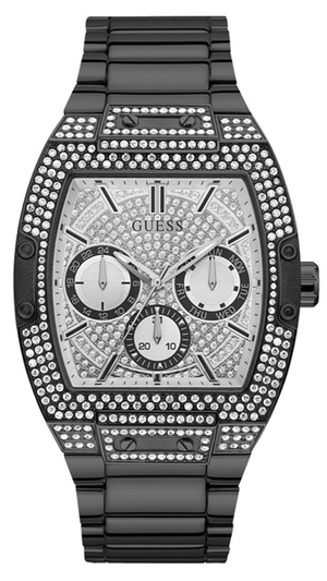 Guess Phoenix Multifunction Crystals Silver Dial Black Steel Strap Watch For Men - GW0094G3 Authentic Buy Shop Now