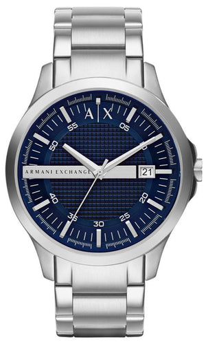 Armani Exchange Hampton Chronograph Blue Dial Silver Steel Strap Watch For Men - AX2132 Authentic Buy Shop Now