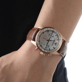 Emporio Armani Sportivo Chronograph White Dial Brown Leather Strap Watch For Men - AR5996 Authentic Buy Shop Now