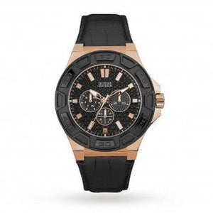 Guess Force Analog Black Dial Black Leather Strap Watch For Men - W0674G6 Authentic Buy Shop Now