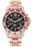 Michael Kors Everest Chronograph Black Dial Rose Gold Steel Strap Watch for Women - MK6972 Authentic Buy Shop Now