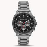 Michael Kors Sullivan Chronograph Black Dial Grey Steel Strap Watch For Men - MK8970 Authentic Buy Shop Now