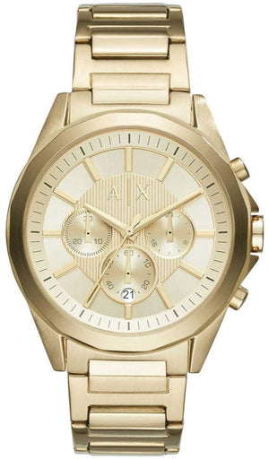 Armani Exchange Drexler Chronograph Gold Dial Gold Steel Strap Watch For Men - AX2602 Authentic Buy Shop Now