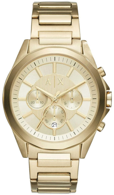 Armani Exchange Drexler Chronograph Gold Dial Gold Steel Strap Watch For Men - AX2602 Authentic Buy Shop Now