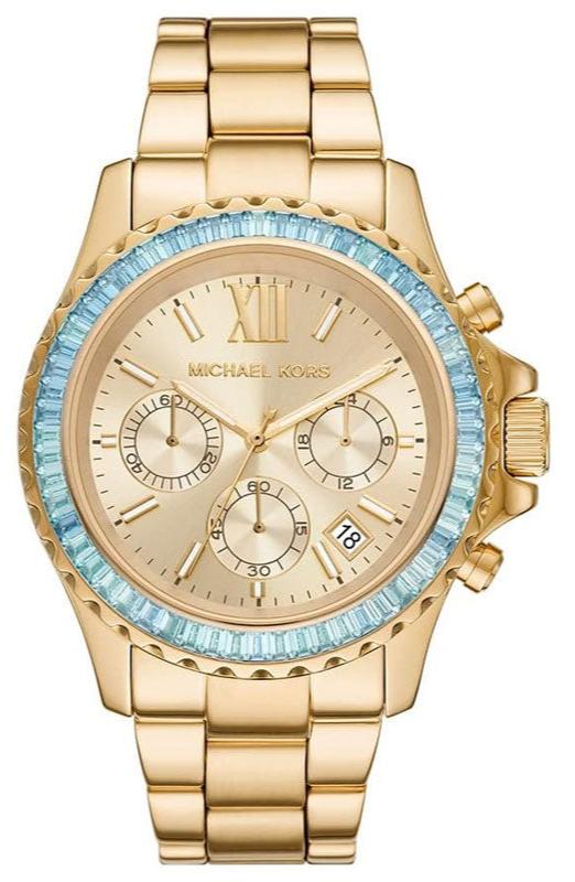Michael Kors Everest Chronograph Gold Dial Gold Steel Strap Watch For Women - MK7210 Authentic Buy Shop Now