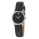 Movado Museum Black Dial Black Leather Strap Watch For Women - 2100004 Authentic Buy Shop Now