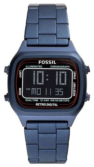 Fossil Retro Analog-Digital Black Dial Blue Steel Strap Watch for Men - FS5896 Authentic Buy Shop Now