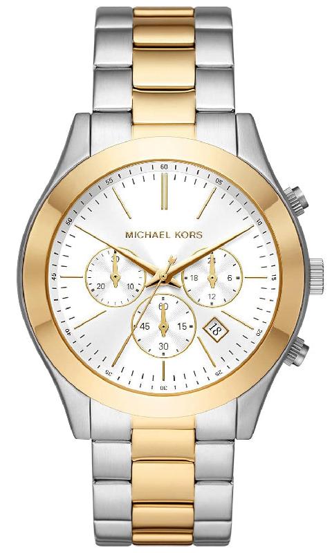 Michael Kors Slim Runway Chronograph White Dial Two Tone Steel Strap Watch For Women - MK8986 Authentic Buy Shop Now