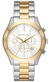 Michael Kors Slim Runway Chronograph White Dial Two Tone Steel Strap Watch For Women - MK8986 Authentic Buy Shop Now