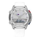 Tommy Hilfiger Digital Silver Dial White Silicone Strap Watch For Men - 1791764 Authentic Buy Shop Now