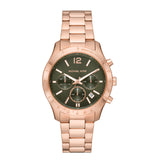 Michael Kors Berkley Chronograph Green Dial Rose Gold Steel Strap Watch For Women - MK7412 Authentic Buy Shop Now