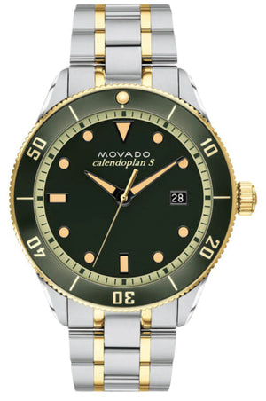 Movado Heritage Calendoplan Black Dial Two Tone Steel Strap Watch For Men - 3650096 Authentic Buy Shop Now