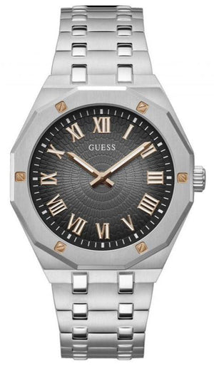 Guess Asset Quartz Black Dial Silver Steel Strap Watch For Men - GW0575G1 Authentic Buy Shop Now