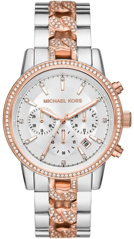 Michael Kors Ritz Chronograph Silver Dial Two Tone Steel Strap Watch For Women - MK6938 Authentic Buy Shop Now