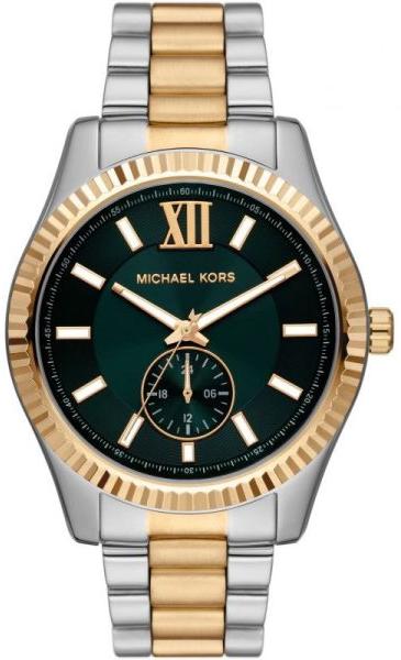 Michael Kors Lexington Quartz Green Dial Two Tone Steel Strap Watch For Men - MK9063 Authentic Buy Shop Now