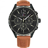 Tommy Hilfiger Gavin Chronograph Quartz Black Dial Brown Leather Strap Watch for Men - 1791470 Authentic Buy Shop Now