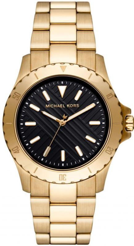 Michael Kors Everest Three-Hand Black Dial Gold Steel Strap Watch For Men - MK9078 Authentic Buy Shop Now