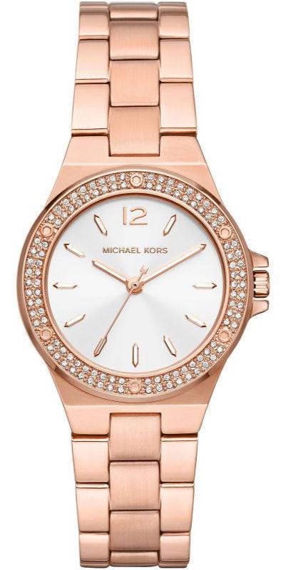 Michael Kors Lennox Three Hand Silver Dial Rose Gold Steel Strap Watch For Women - MK7279 Authentic Buy Shop Now