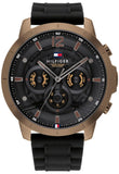 Tommy Hilfiger Luca Chronograph Black Dial Black Rubber Strap Watch For Men - 1710491 Authentic Buy Shop Now