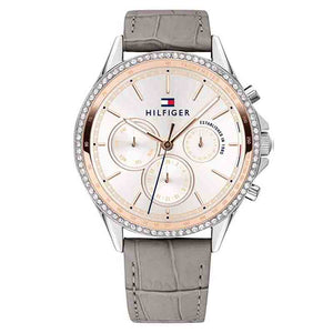 Tommy Hilfiger Ari Diamonds White Dial Grey Leather Strap Watch for Women - 1781980 Authentic Buy Shop Now