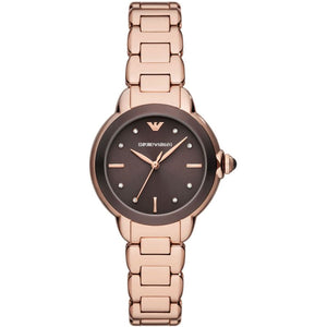 Emporio Armani Mia Quartz Brown Dial Rose Gold Steel Strap Watch For Women - AR11570 Authentic Buy Shop Now
