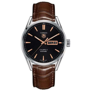 Tag Heuer Carrera Automatic Black Dial Brown Leather Strap Watch for Men - WAR201C.FC6291 Authentic Buy Shop Now