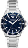 Emporio Armani Meccanico Automatic Blue Dial Silver Steel Strap Watch For Men - AR60059 Authentic Buy Shop Now