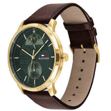 Tommy Hilfiger Hunter Green Dial Brown Leather Strap Watch for Men - 1791607 Authentic Buy Shop Now