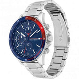 Tommy Hilfiger Bank Chronograph Blue Dial Silver Steel Strap Watch for Men - 1791718 Authentic Buy Shop Now