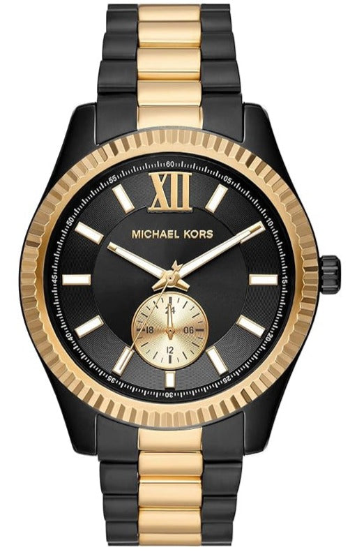 Michael Kors Lexington Quartz Black Dial Two Tone Steel Strap Watch For Men - MK8948 Authentic Buy Shop Now