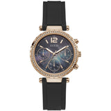 Guess Solstice Diamonds Black Mother of Pearl Dial Black Rubber Strap Watch for Women - GW0113L2 Authentic Buy Shop Now