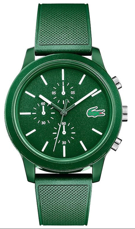 Lacoste 12.12 Chronograph Green Dial Green Silicone Strap Watch for Men - 2010973 Authentic Buy Shop Now