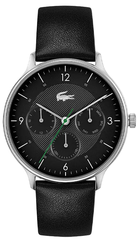 Lacoste Club Multi Watch Black Dial Black Leather Strap Watch for Men - 2011139 Authentic Buy Shop Now