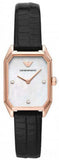 Emporio Armani Gioia Quartz Mother of Pearl Dial Black Leather Strap Watch For Women - AR11390 Authentic Buy Shop Now