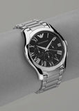 Emporio Armani Valente Chronograph Quartz Black Dial Silver Steel Strap Watch For Men - AR11083 Authentic Buy Shop Now