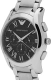 Emporio Armani Valente Chronograph Quartz Black Dial Silver Steel Strap Watch For Men - AR11083 Authentic Buy Shop Now