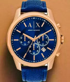 Armani Exchange Banks Chronograph Blue Dial Blue Leather Strap Watch For Men - AX1723 Authentic Buy Shop Now