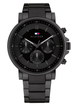 Tommy Hilfiger Tyson Chronograph Black Dial Black Steel Strap Watch For Men - 1710590 Authentic Buy Shop Now