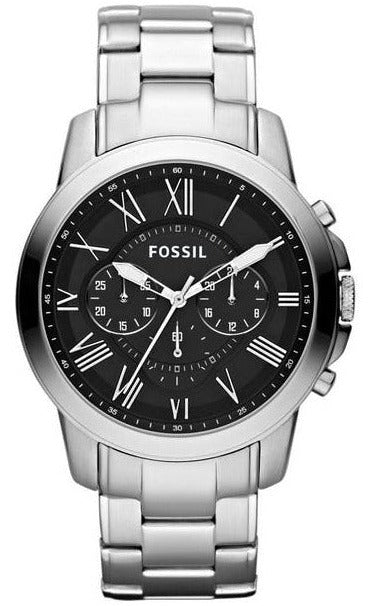 Fossil Grant Chronograph Black Dial Silver Steel Strap Watch for Men - FS4736 Authentic Buy Shop Now