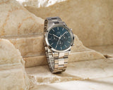 Daniel Wellington Iconic Chronograph Link Blue Dial Silver Steel Strap Watch For Men - DW00100644 Authentic Buy Shop Now