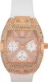 Guess Raven Diamonds Rose Gold Dial White Silicone Strap Watch for Women - GW0105L3 Authentic Buy Shop Now