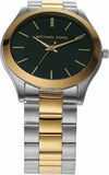 Michael Kors Slim Runway Quartz Green Dial Two Tone Steel Strap Watch for Women - MK9149 Authentic Buy Shop Now