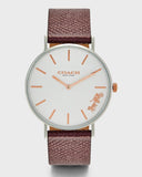 Coach Perry White Dial Brown Leather Strap Watch for Women - 14503154 Authentic Buy Shop Now