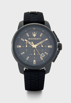Maserati Successo Black Dial Black Rubber Strap Watch For Men - R8871621011 Authentic Buy Shop Now