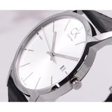 Calvin Klein City Date Silver Dial Black Leather Strap Watch for Men - K2G2G1C6 Authentic Buy Shop Now