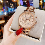 Michael Kors Ritz Chronograph Rose Gold Dial Rose Gold Steel Strap Watch For Women - MK7223 Authentic Buy Shop Now