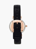 Emporio Armani Gianni T Bar Analog Blue Dial Black Leather Strap Watch For Women - AR1989 Authentic Buy Shop Now