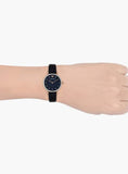 Emporio Armani Gianni T Bar Analog Blue Dial Black Leather Strap Watch For Women - AR1989 Authentic Buy Shop Now